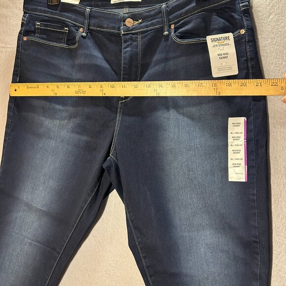 Signature Levi Strauss Gold Mid Rise Skinny Stretch Blue Denim Jeans 16L W34 L32 - Picture 6 of 16